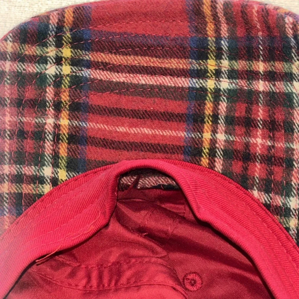 Vineyard Vines Red Plaid Wool Blend Cap Preppy ‎ Heritage Adjustable Strap OS
